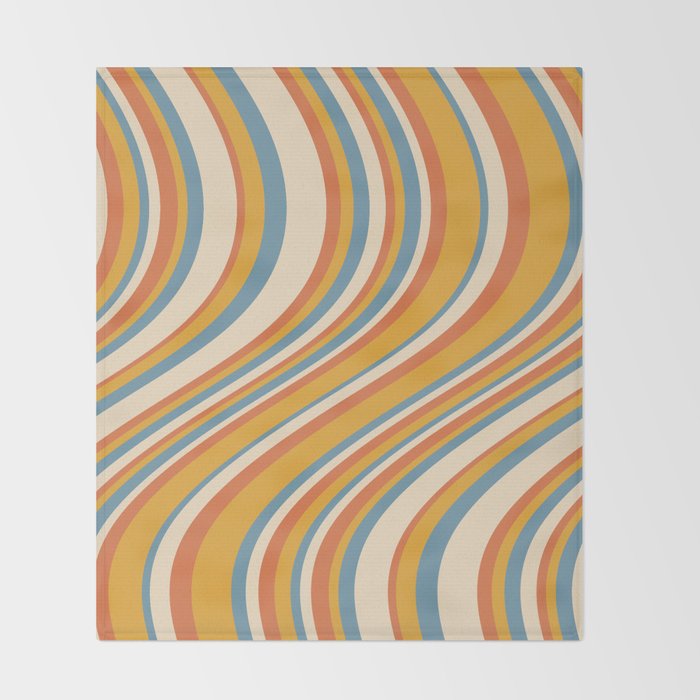 Wavy Stripes XX - Retro Summer Throw Blanket Gallery Image 2