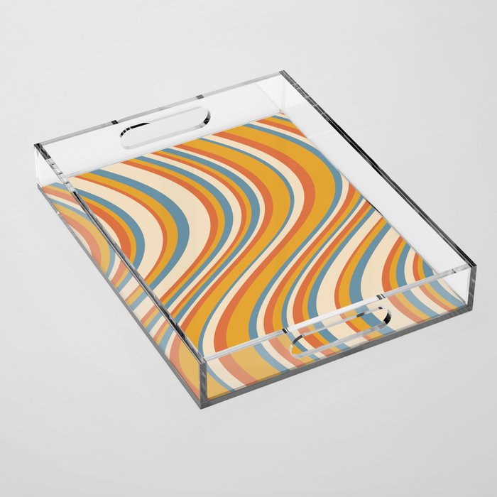 Wavy Stripes XX - Retro Summer Acrylic Tray Gallery Image 1