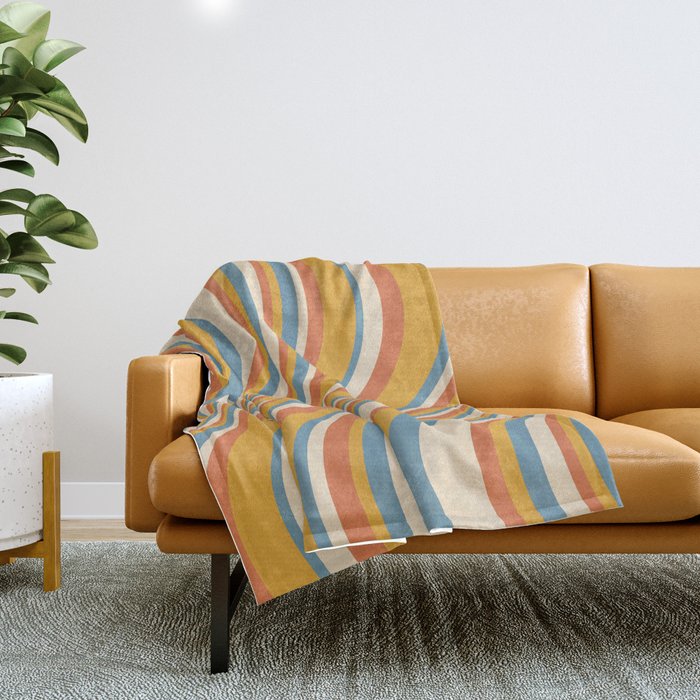 Wavy Stripes XX - Retro Summer Throw Blanket Gallery Image 1