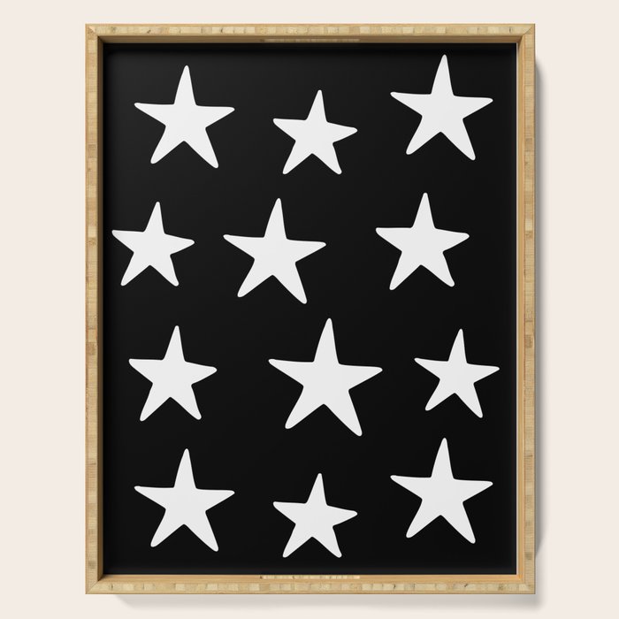 Star Pattern White On Black Serving Tray Gallery Image 1