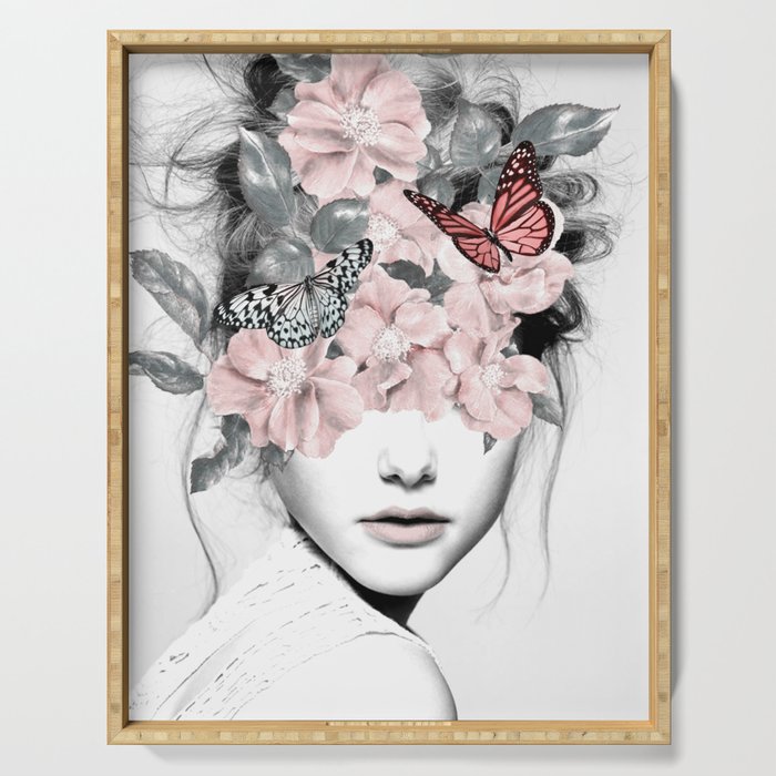 WOMAN WITH FLOWERS 10 Serving Tray Gallery Image 1
