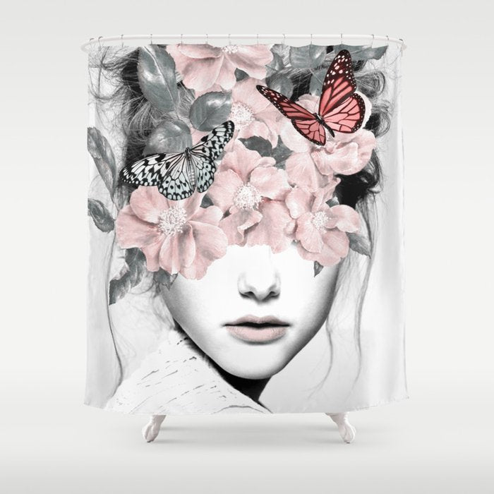 WOMAN WITH FLOWERS 10 Shower Curtain Gallery Image 1