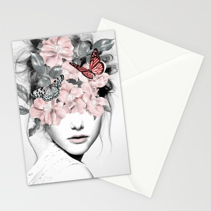 WOMAN WITH FLOWERS 10 Stationery Card Gallery Image 2