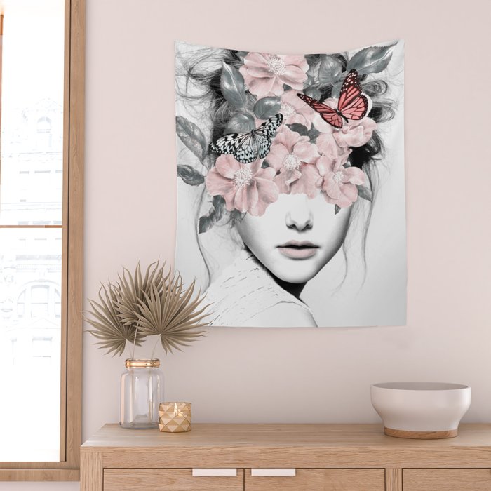 WOMAN WITH FLOWERS 10 Wall Tapestry Gallery Image 2