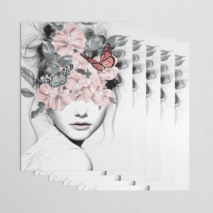 WOMAN WITH FLOWERS 10 Wrapping Paper Gallery Image 3