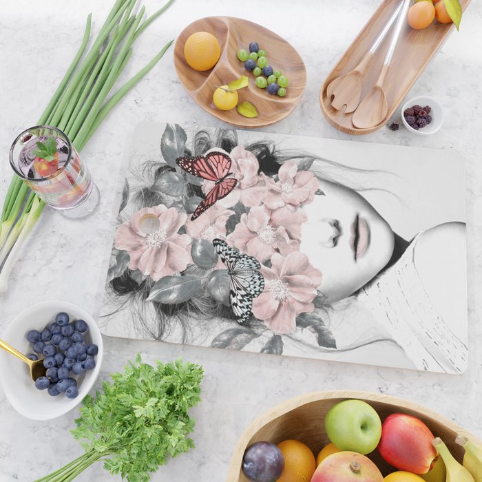 WOMAN WITH FLOWERS 10 Cutting Board Gallery Image 2