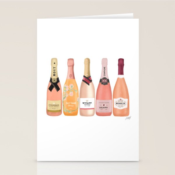 Rose Champagne Bottles Stationery Card Gallery Image 2