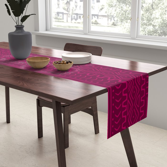 Mud Cloth in Raspberry Table Runner Gallery Image 2