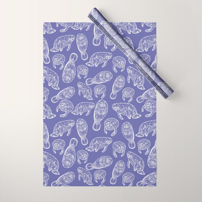 Veri Peri Periwinkle Manatees Wrapping Paper Gallery Image 1
