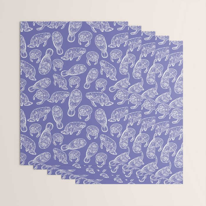 Veri Peri Periwinkle Manatees Wrapping Paper Gallery Image 3