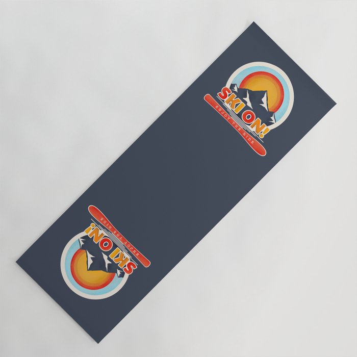 SKI ON! retro badge Yoga Mat Gallery Image 1