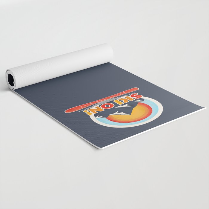 SKI ON! retro badge Yoga Mat Gallery Image 2