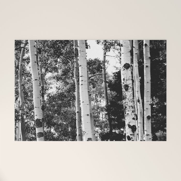 Aspen Forest - Black And White Nature Photography Welcome Mat Gallery Image 1