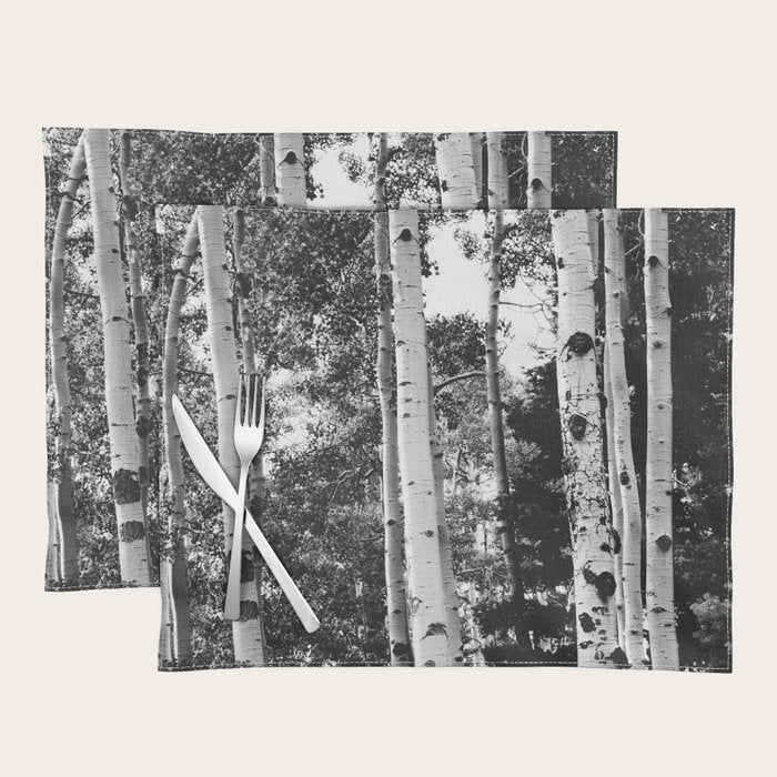 Aspen Forest - Black And White Nature Photography Placemat Gallery Image 1