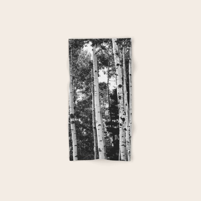 Aspen Forest - Black And White Nature Photography Bath Towel Gallery Image 1