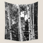Aspen Forest - Black And White Nature Photography Wall Tapestry Gallery Image 4