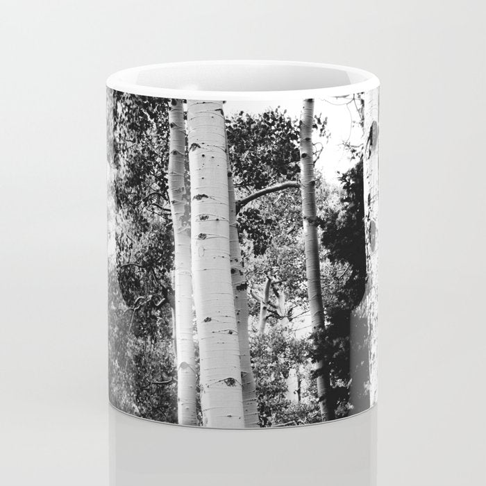 Aspen Forest - Black And White Nature Photography Coffee Mug Gallery Image 4
