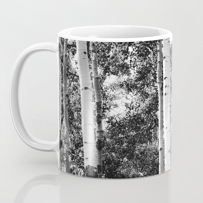 Aspen Forest - Black And White Nature Photography Coffee Mug Gallery Image 3