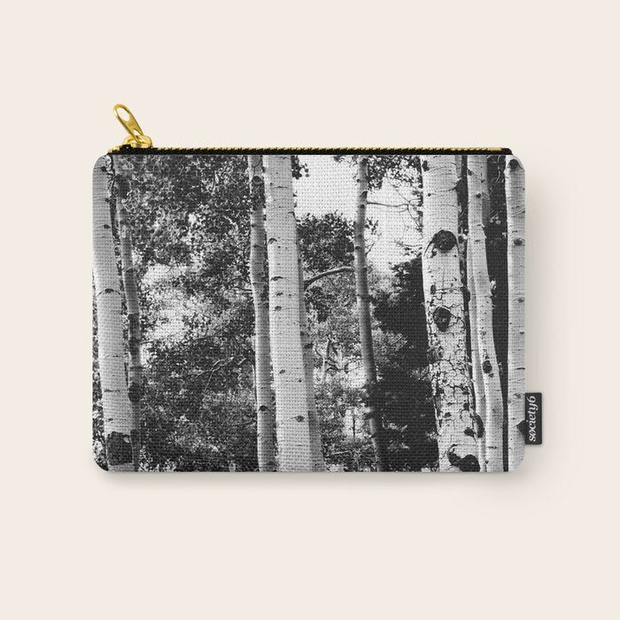 Aspen Forest - Black And White Nature Photography Carry All Pouch Gallery Image 1