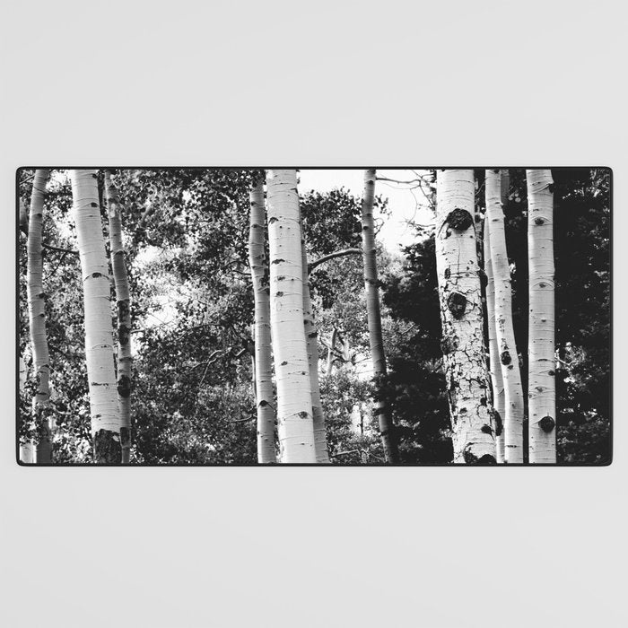 Aspen Forest - Black And White Nature Photography Desk Mat Gallery Image 3