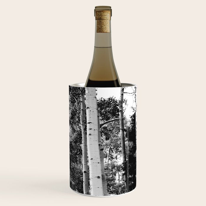 Aspen Forest - Black And White Nature Photography Wine Chiller Gallery Image 1