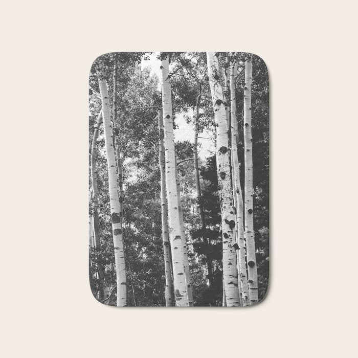 Aspen Forest - Black And White Nature Photography Bath Mat Gallery Image 1