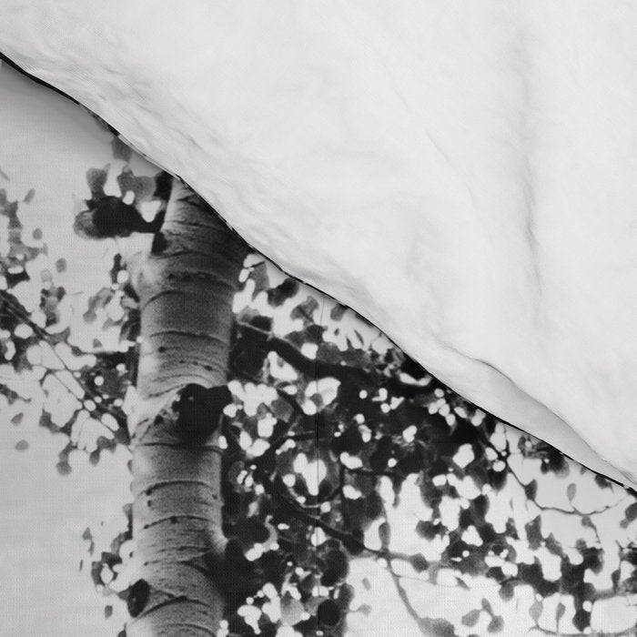 Aspen Forest - Black And White Nature Photography Comforter Gallery Image 4