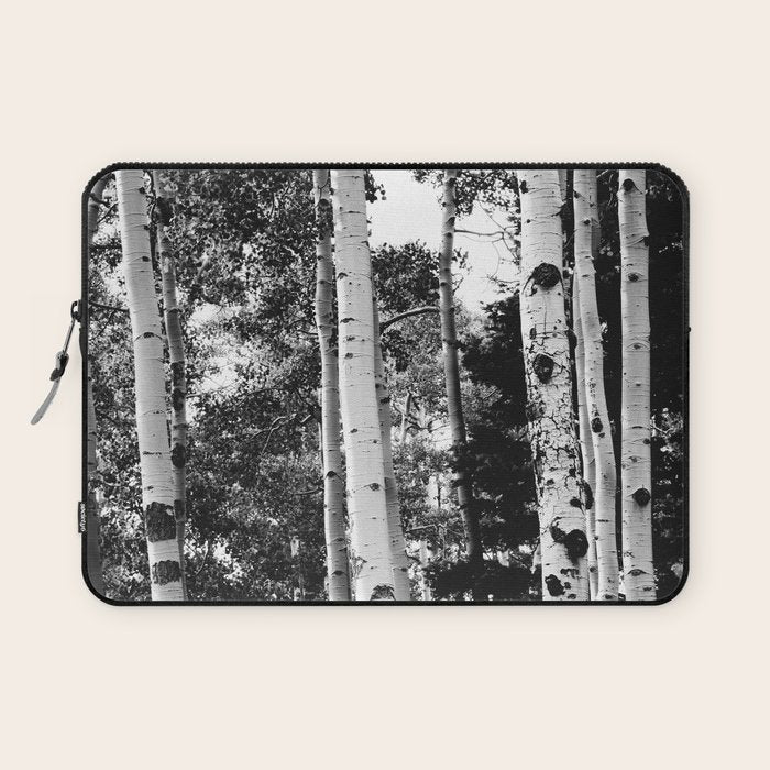 Aspen Forest - Black And White Nature Photography Laptop Sleeve Gallery Image 1