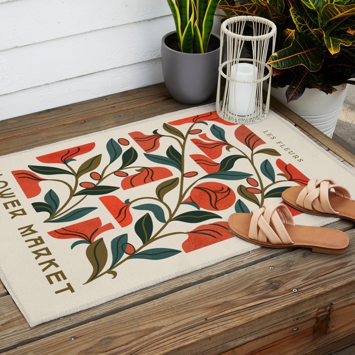 Nouveau Flower Market 1 Outdoor Rug Gallery Image 2