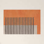 Orange Beige Dark Gray Abstract Geometric Art Welcome Mat Gallery Image 1