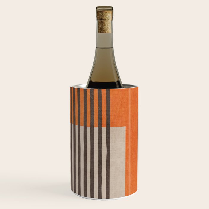 Orange Beige Dark Gray Abstract Geometric Art Wine Chiller Gallery Image 3