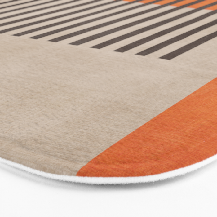 Orange Beige Dark Gray Abstract Geometric Art Bath Mat Gallery Image 3
