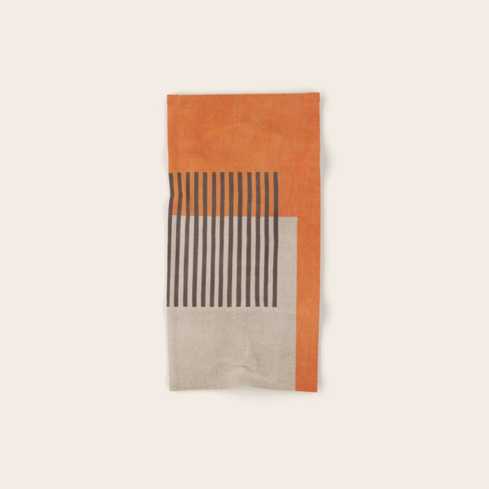Orange Beige Dark Gray Abstract Geometric Art Bath Towel Gallery Image 1