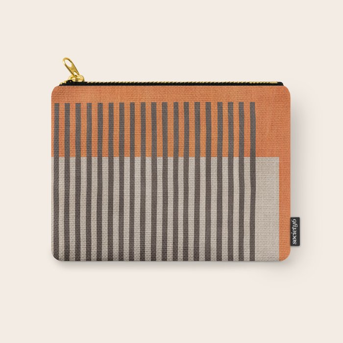 Orange Beige Dark Gray Abstract Geometric Art Carry All Pouch Gallery Image 1