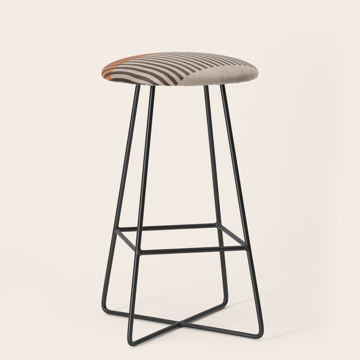 Orange Beige Dark Gray Abstract Geometric Art Stool Gallery Image 1