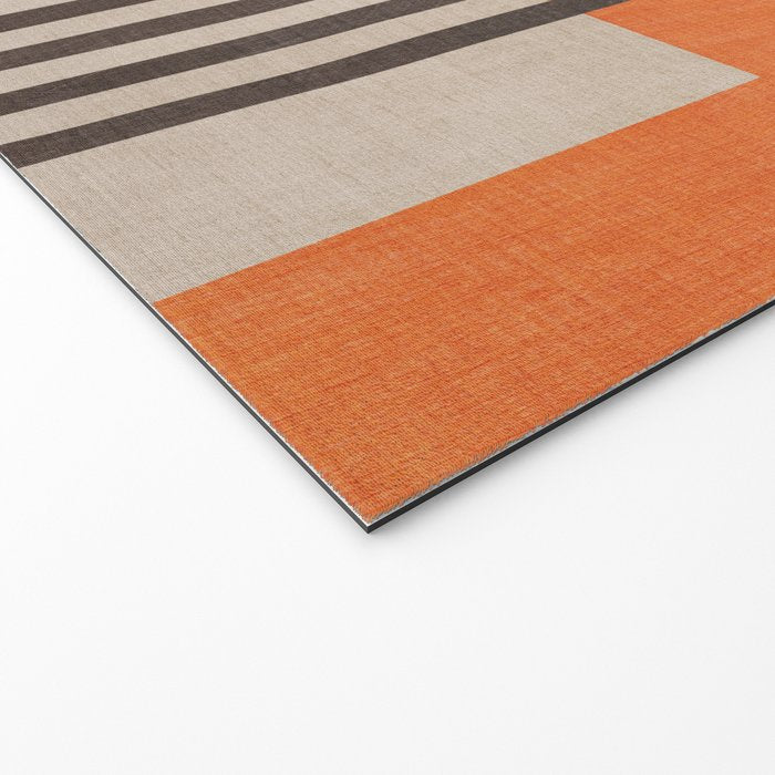 Orange Beige Dark Gray Abstract Geometric Art Welcome Mat Gallery Image 2