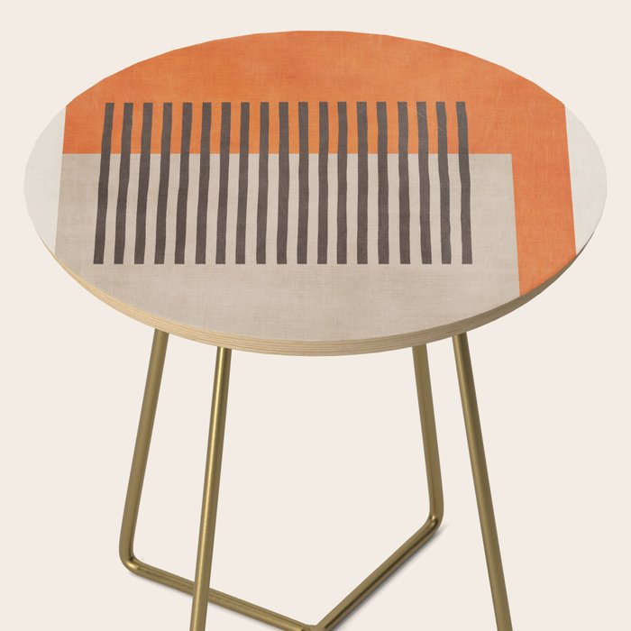 Orange Beige Dark Gray Abstract Geometric Art Side Table Gallery Image 2