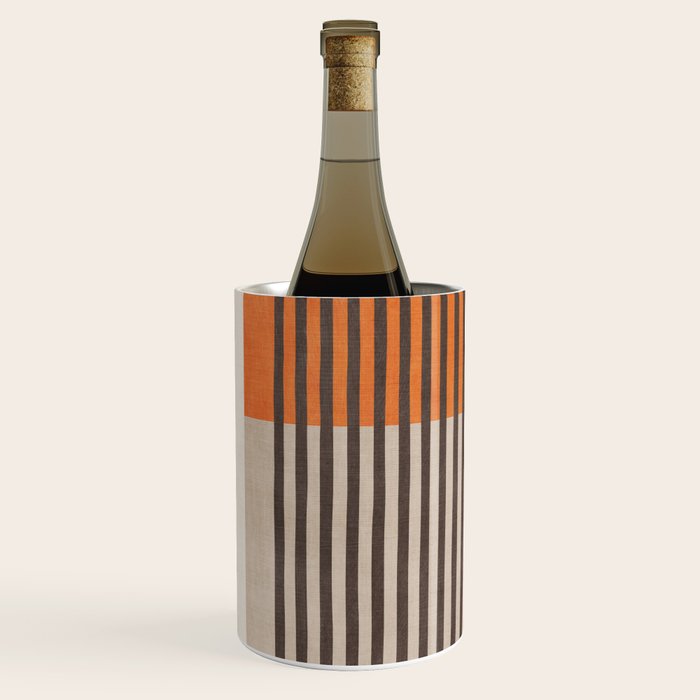Orange Beige Dark Gray Abstract Geometric Art Wine Chiller Gallery Image 2