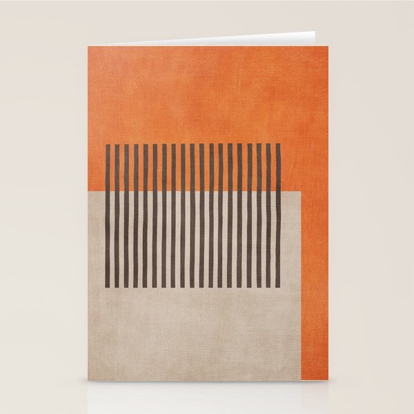 Orange Beige Dark Gray Abstract Geometric Art Stationery Card Gallery Image 2