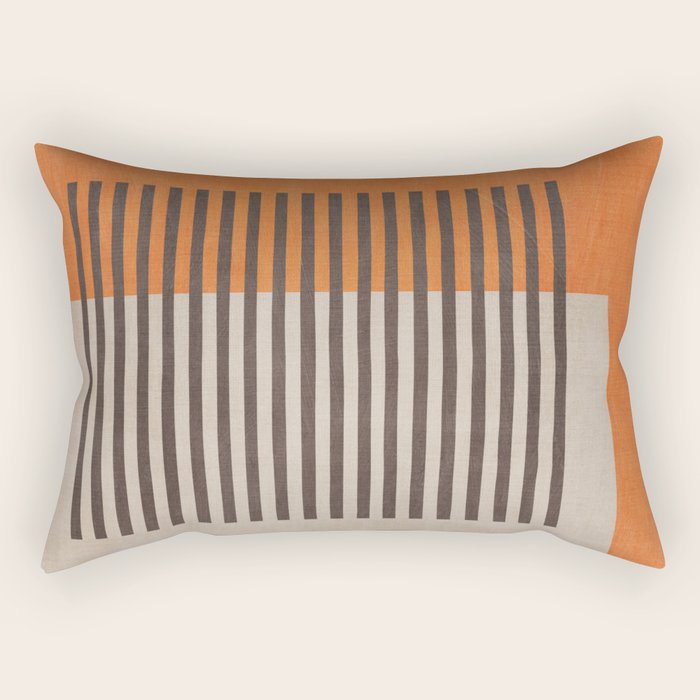 Orange Beige Dark Gray Abstract Geometric Art Rectangular Pillow Gallery Image 2