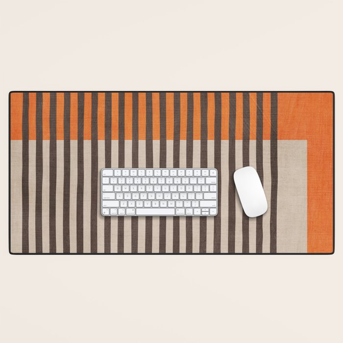 Orange Beige Dark Gray Abstract Geometric Art Desk Mat Gallery Image 1