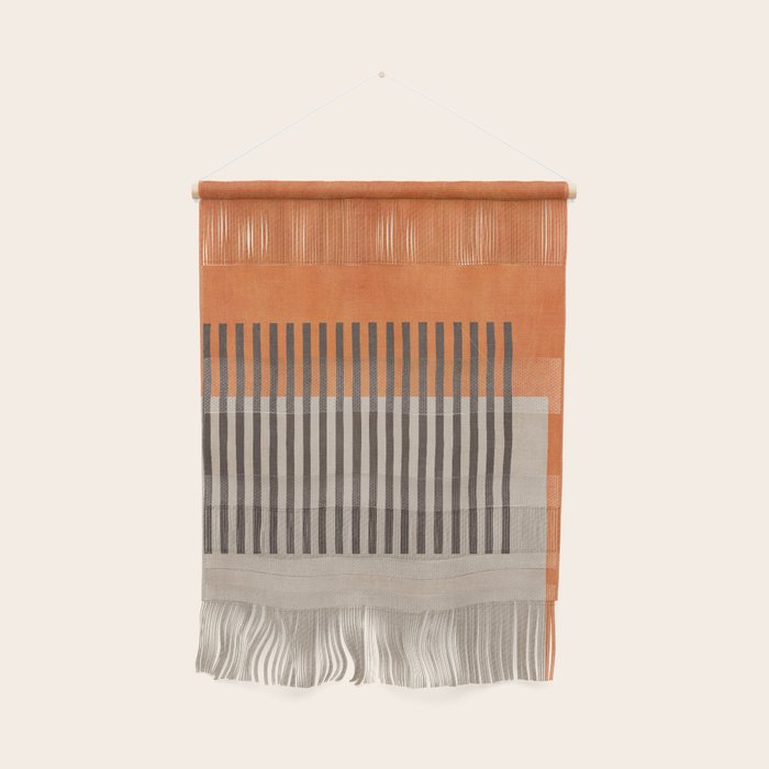 Orange Beige Dark Gray Abstract Geometric Art Wall Hanging Gallery Image 1