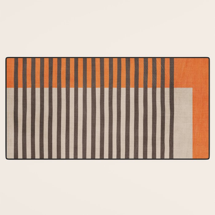 Orange Beige Dark Gray Abstract Geometric Art Desk Mat Gallery Image 3