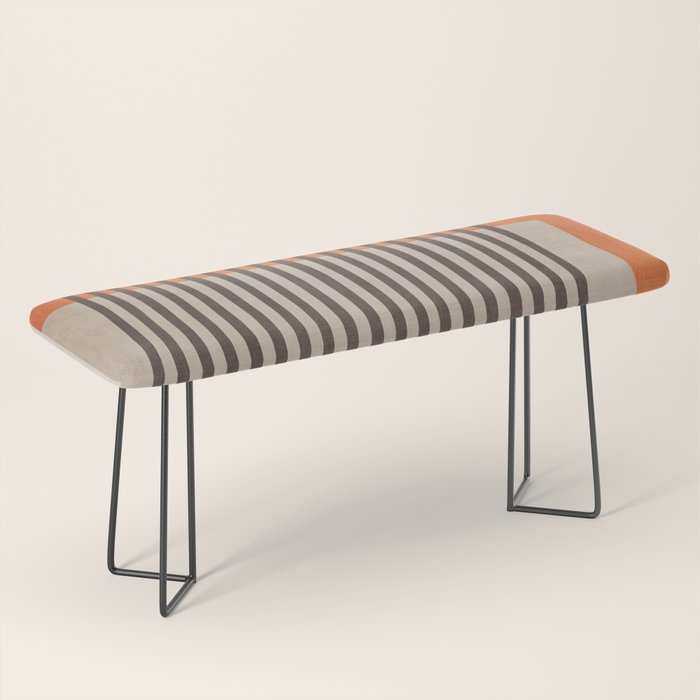 Orange Beige Dark Gray Abstract Geometric Art Bench Gallery Image 1