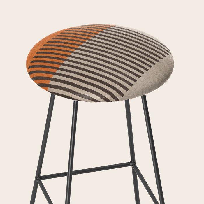 Orange Beige Dark Gray Abstract Geometric Art Stool Gallery Image 2
