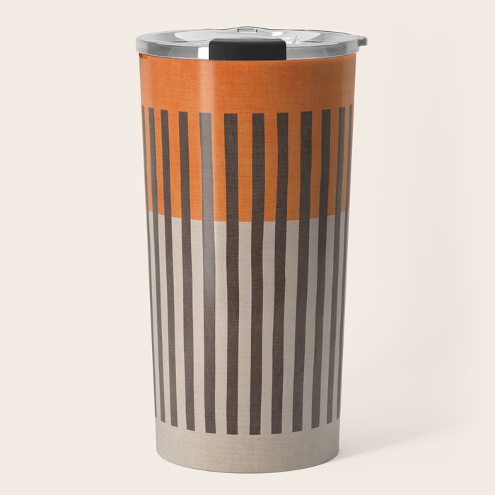 Orange Beige Dark Gray Abstract Geometric Art Travel Mug Gallery Image 1