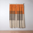 Orange Beige Dark Gray Abstract Geometric Art Window Curtain Gallery Image 3