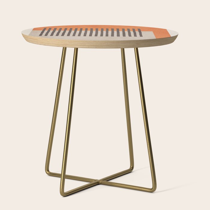 Orange Beige Dark Gray Abstract Geometric Art Side Table Gallery Image 1