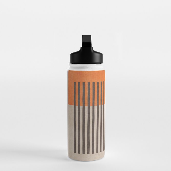 Orange Beige Dark Gray Abstract Geometric Art Water Bottle Gallery Image 3