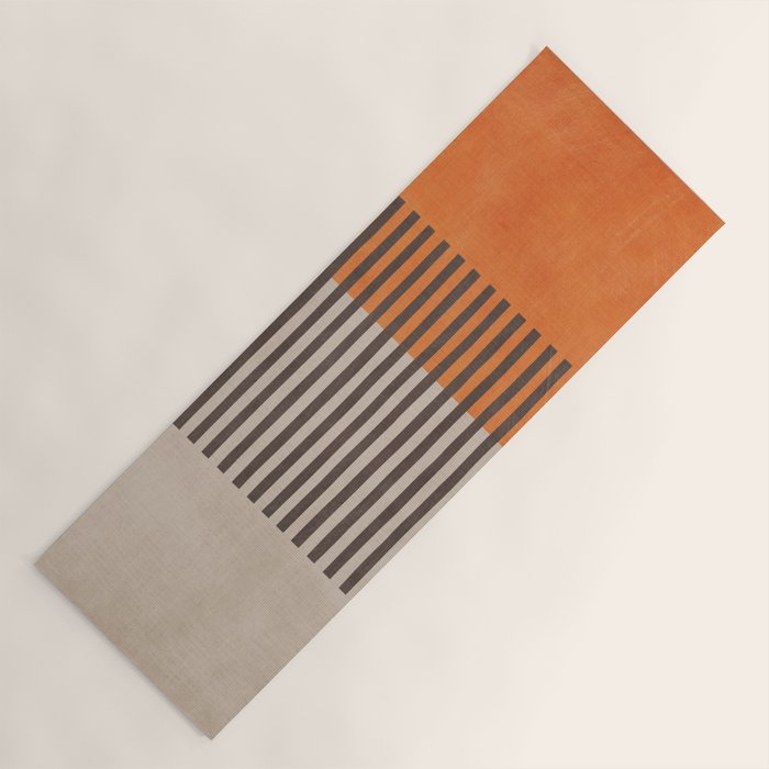 Orange Beige Dark Gray Abstract Geometric Art Yoga Mat Gallery Image 1